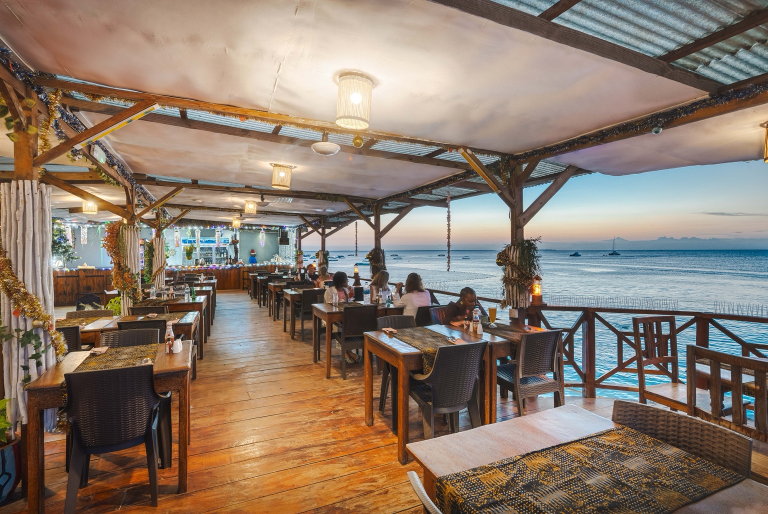 Dining beside the ocean
