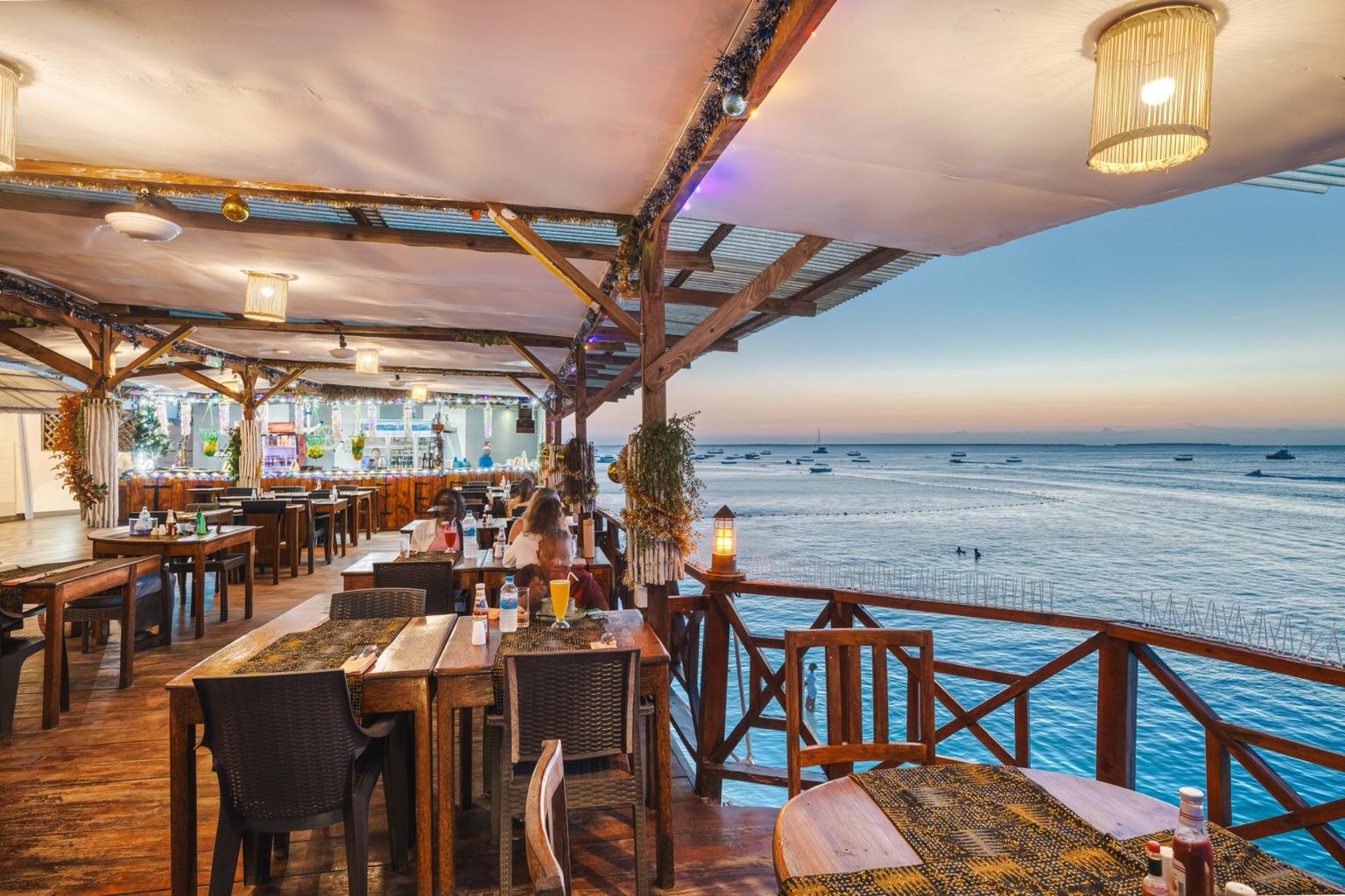 Terrace Nungwi overlooking the ocean at sunset